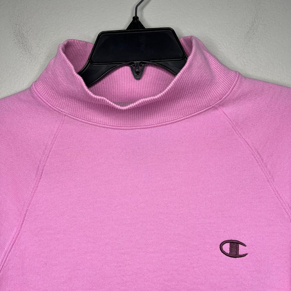 Pink Champion Mock Neck Sweatshirt Pullover Crop Logo Women's Medium - Picture 2 of 8